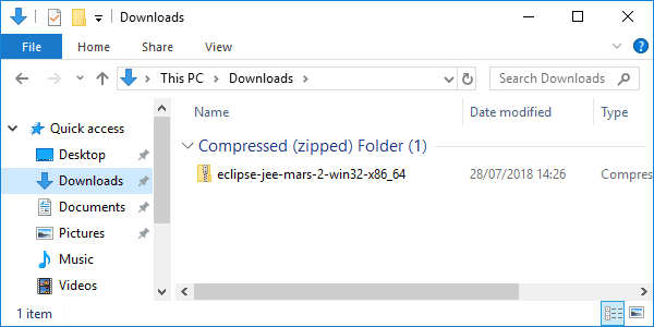 eclipse mars downloaded package