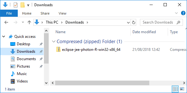 eclipse photon downloaded package