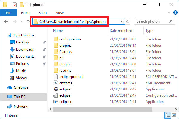 eclipse photon install dir