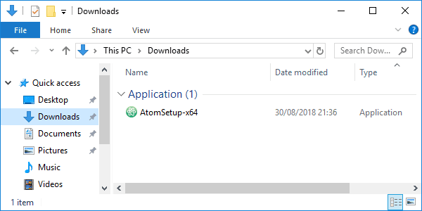 atom downloaded installer