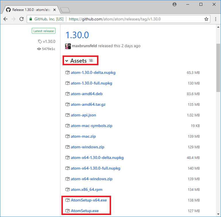 atom latest release page