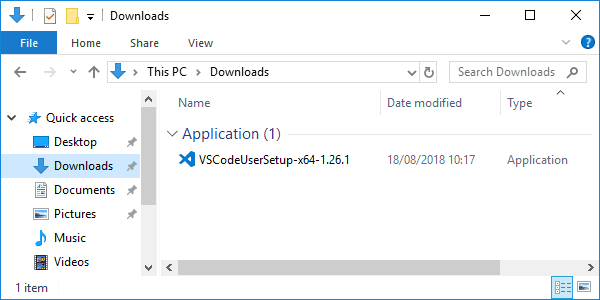 visual studio code downloaded installer