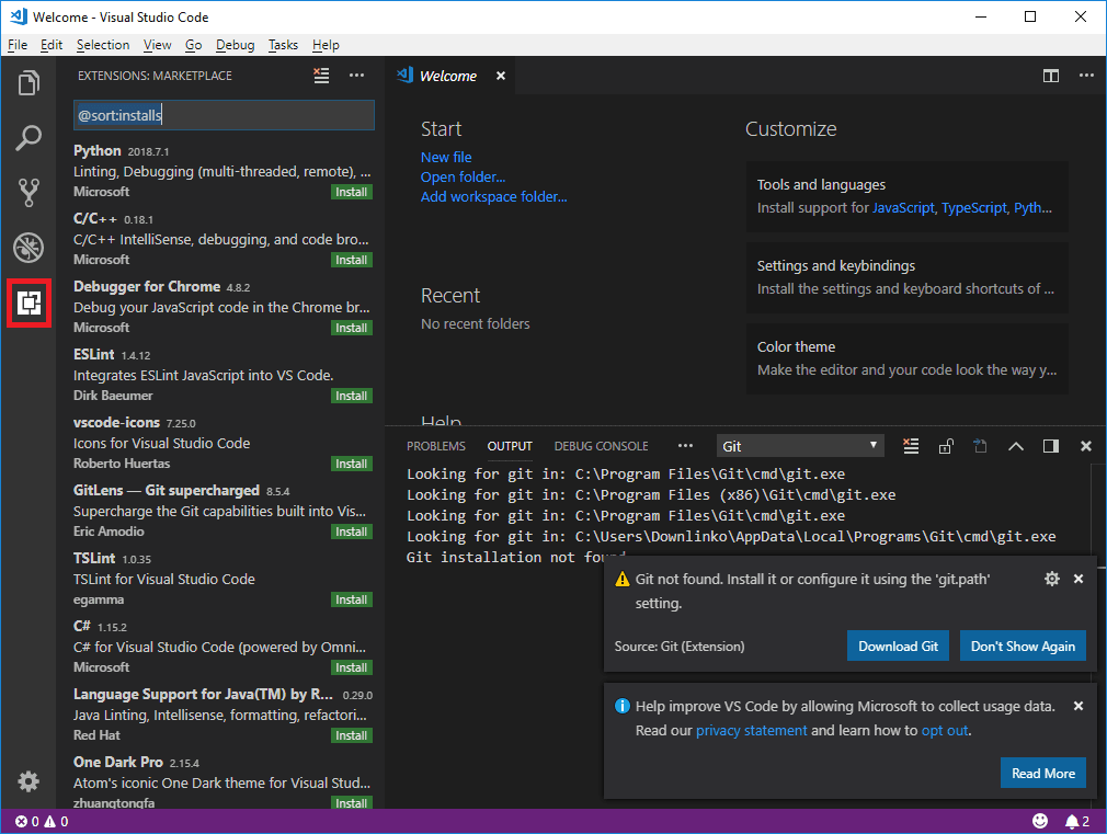 visual studio code workspace extensions