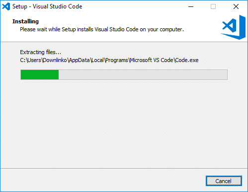 visual studio code installer progress