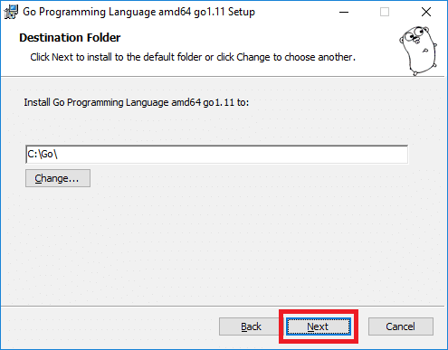 golang installer default location