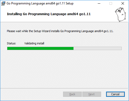 golang installer progress