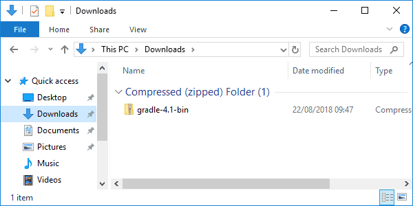 gradle 4-1 downloaded installer