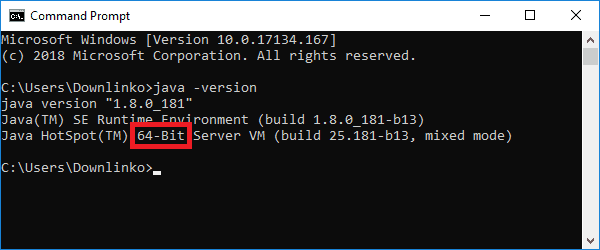 java installed bit version