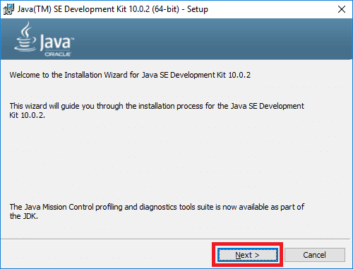 jdk 10 installer start