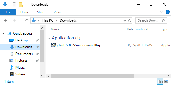 jdk 5 downloaded installer