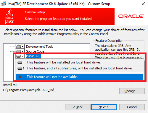 jdk 6 installer disable public jre