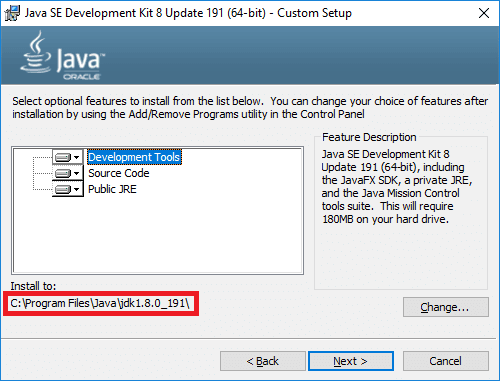 jdk 8 installer default location