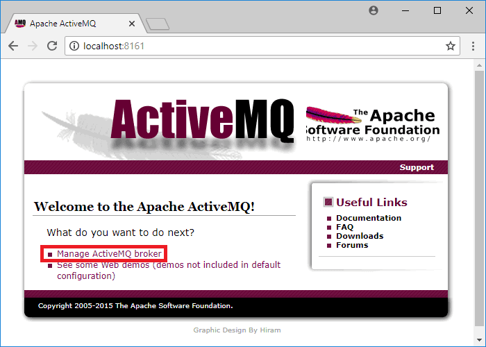 apache activemq admin console welcome