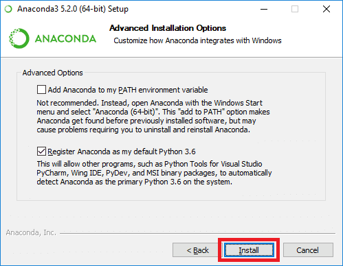 anaconda advanced options