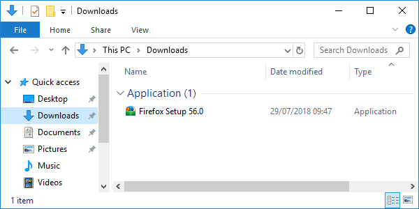 firefox 56 downloaded installer