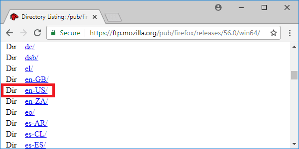 firefox 56 releases page language