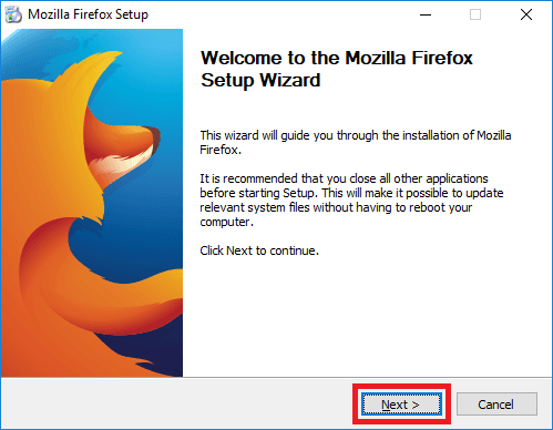 firefox 56 setup wizard welcome