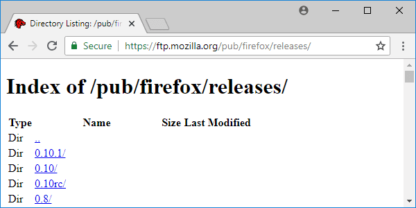 firefox releases page