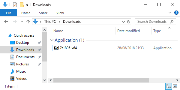 7-zip downloaded installer