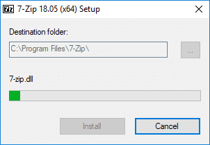 7-zip installer progress