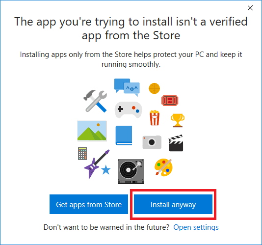 windows 10 install app not in store